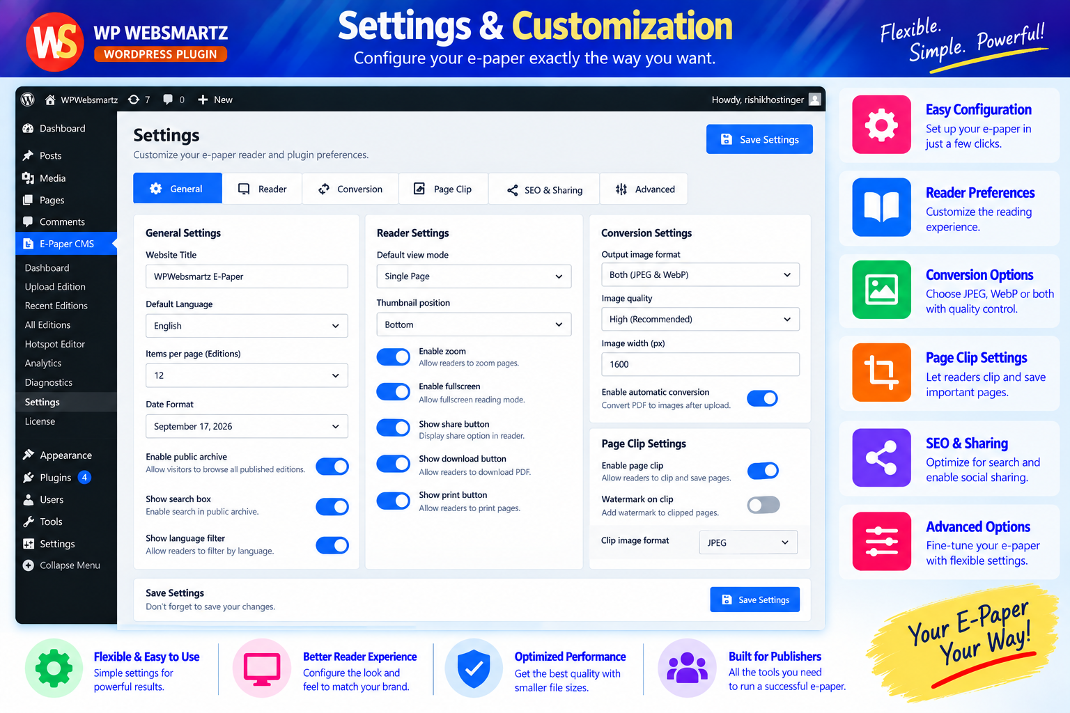 E-Paper settings screen