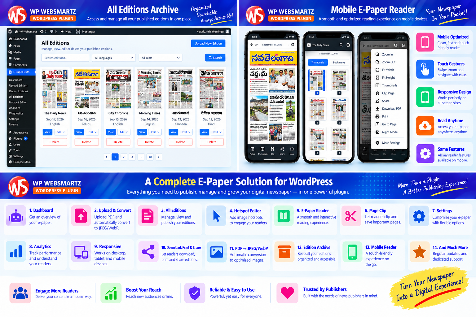WPWebsmartz E-Paper feature overview